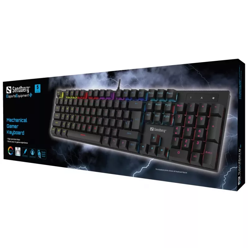 Sandberg Mechanical Gamer Tastatur GERMAN Full-Size kabelgebunden USB Mechanisch QWERTZ RGB LED