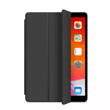 eSTUFF DENVER Folio Case für iPad 9.7 2018/2017 – Schwarzes PU-Leder/Klar