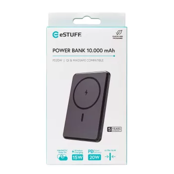 eSTUFF ES641101 Powerbank 10000 mAh Kabelloses Laden Schwarz