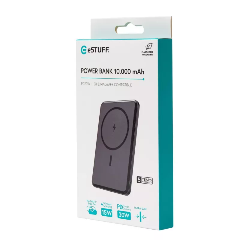 eSTUFF ES641101 Powerbank 10000 mAh Kabelloses Laden Schwarz