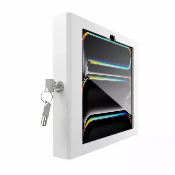 Wandmontierte Sicherheitshalterung für iPad Pro 11 Zoll — Maclocks Compulocks Apex für M4 & M5, weiß, inklusive 2 Schlüssel