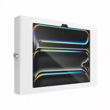 Wandmontierte Sicherheitshalterung für iPad Pro 11 Zoll — Maclocks Compulocks Apex für M4 & M5, weiß, inklusive 2 Schlüssel