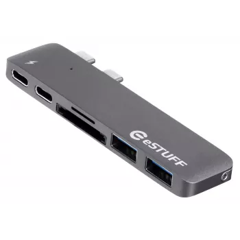 eSTUFF ES84122-Grau Schnittstellen-Hub USB 3.2 Gen 1 (3.1 Gen 1) Typ-C 5000 Mbit/s