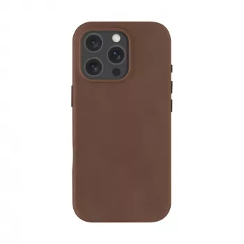 Die dbramante1928 Roskilde Hülle für iPhone 16 Pro in Dark Tan vereint zeitlose Eleganz mit moderner Funktionalität