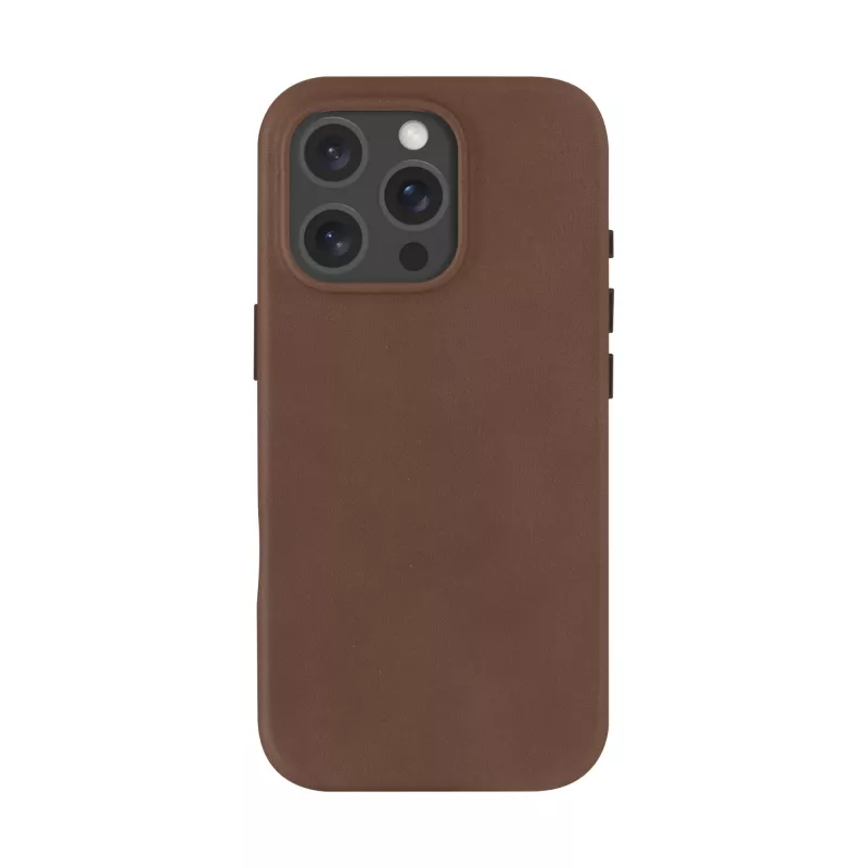 Die dbramante1928 Roskilde Hülle für iPhone 16 Pro in Dark Tan vereint zeitlose Eleganz mit moderner Funktionalität