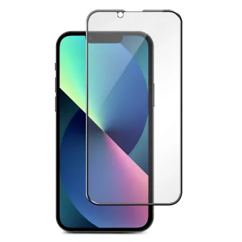 Tempered glass screen protector eSTUFF Titan Shield for Apple iPhone 13 / 13 Pro / 14 — full coverage, Schwarz frame