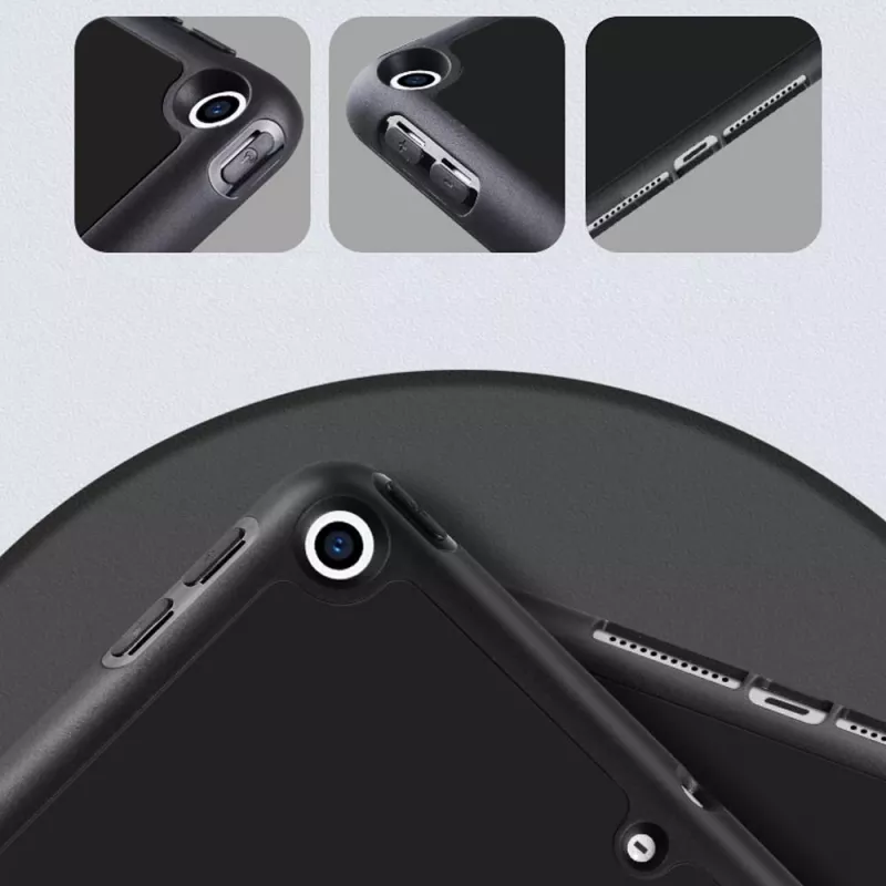 eSTUFF SEATTLE Stiftetui für iPad Air 5/4 10.9 2022/2020 - Schwarzes PU-Leder