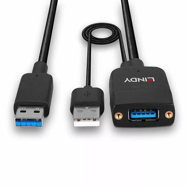 Lindy 35m Hybrid USB 3.2 Gen 2 Typ-A-Kabel Schwarz ABS