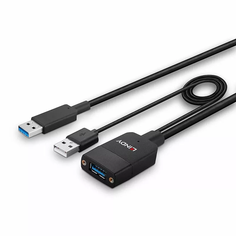 Lindy 35m Hybrid USB 3.2 Gen 2 Typ-A-Kabel Schwarz ABS