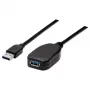 Manhattan USB-A-auf-USB-A-Verlängerungskabel, 5 m, Stecker auf Buchse, Aktiv, 5 Gbit/s (USB 3.2 Gen1, auch bekannt als USB 3.0), integrierter Repeater, SuperSpeed USB, Schwarz, drei Jahre Garantie, entspricht USB2AAEXT5M.