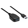 Manhattan USB-A-auf-USB-A-Verlängerungskabel, 5 m, Stecker auf Buchse, Aktiv, 5 Gbit/s (USB 3.2 Gen1, auch bekannt als USB 3.0), integrierter Repeater, SuperSpeed USB, Schwarz, drei Jahre Garantie, entspricht USB2AAEXT5M.