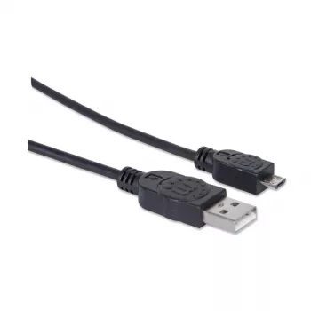 Manhattan USB-A-auf-Micro-USB-Kabel, 1,8 m, Stecker auf Stecker, Schwarz, 480 Mbit/s (USB 2.0), Hi-Speed USB, lebenslange Garantie, entspricht UUSBHAUB6.