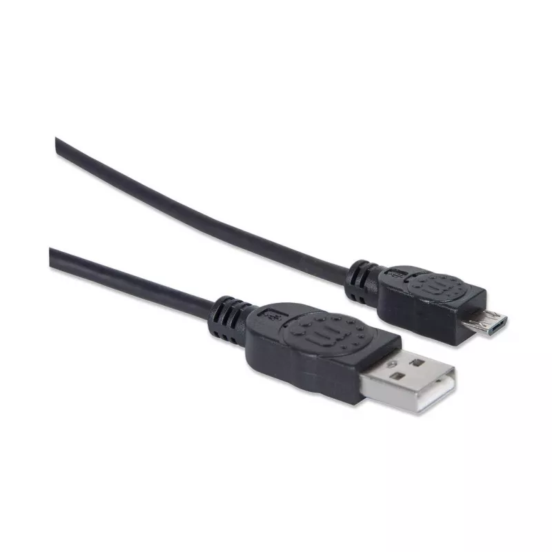 Manhattan USB-A-auf-Micro-USB-Kabel, 1,8 m, Stecker auf Stecker, Schwarz, 480 Mbit/s (USB 2.0), Hi-Speed USB, lebenslange Garantie, entspricht UUSBHAUB6.