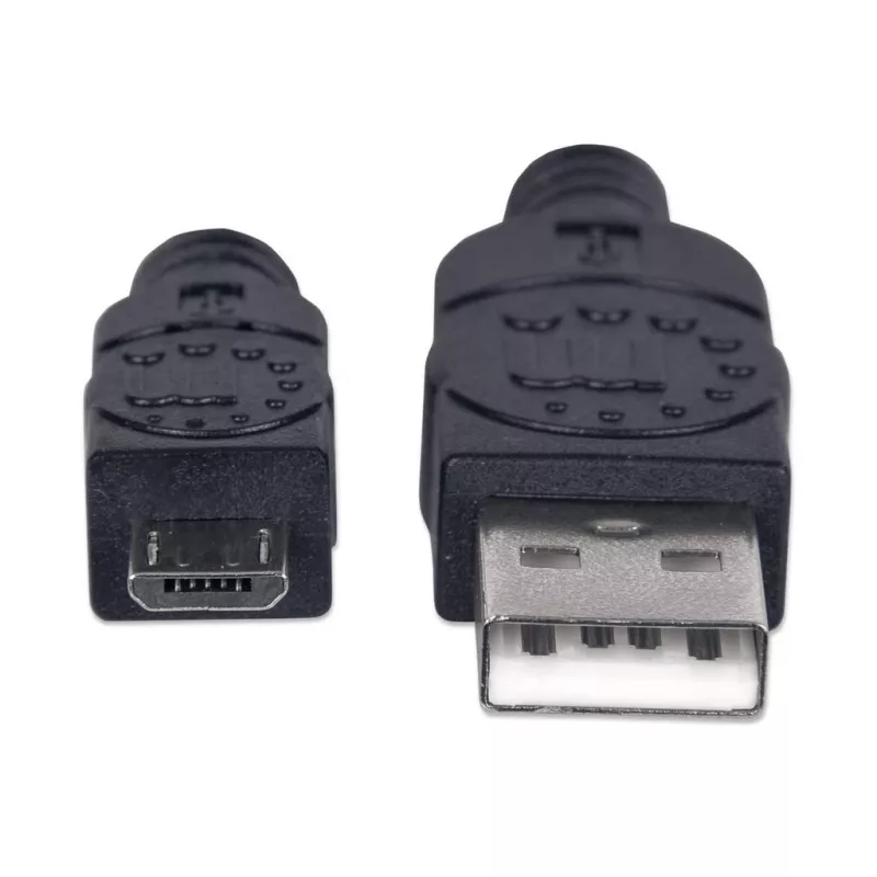 Manhattan USB-A-auf-Micro-USB-Kabel, 1,8 m, Stecker auf Stecker, Schwarz, 480 Mbit/s (USB 2.0), Hi-Speed USB, lebenslange Garantie, entspricht UUSBHAUB6.