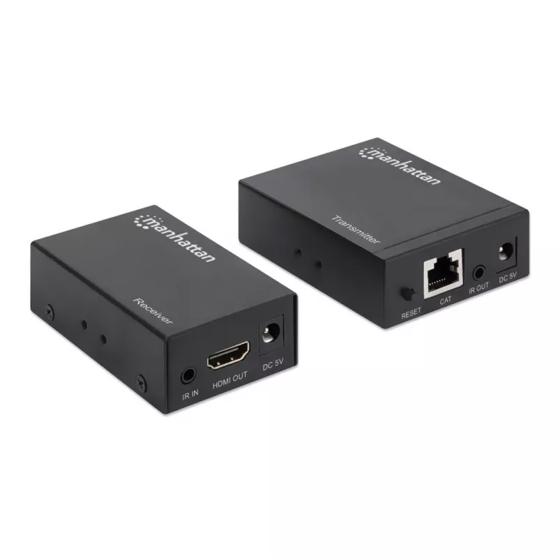 Manhattan HDMI 1080p über Ethernet Extender Kit, bis zu 50 m mit einem Cat6-Kabel, Tx- & Rx-Module, IR-Unterstützung, drei Jahre Garantie