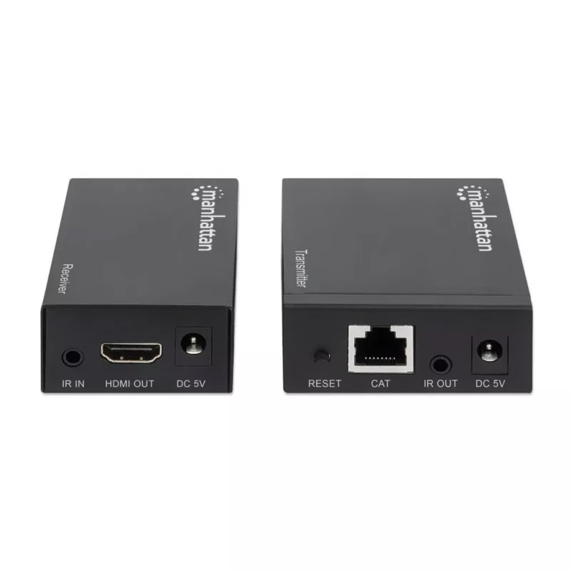 Manhattan HDMI 1080p über Ethernet Extender Kit, bis zu 50 m mit einem Cat6-Kabel, Tx- & Rx-Module, IR-Unterstützung, drei Jahre Garantie