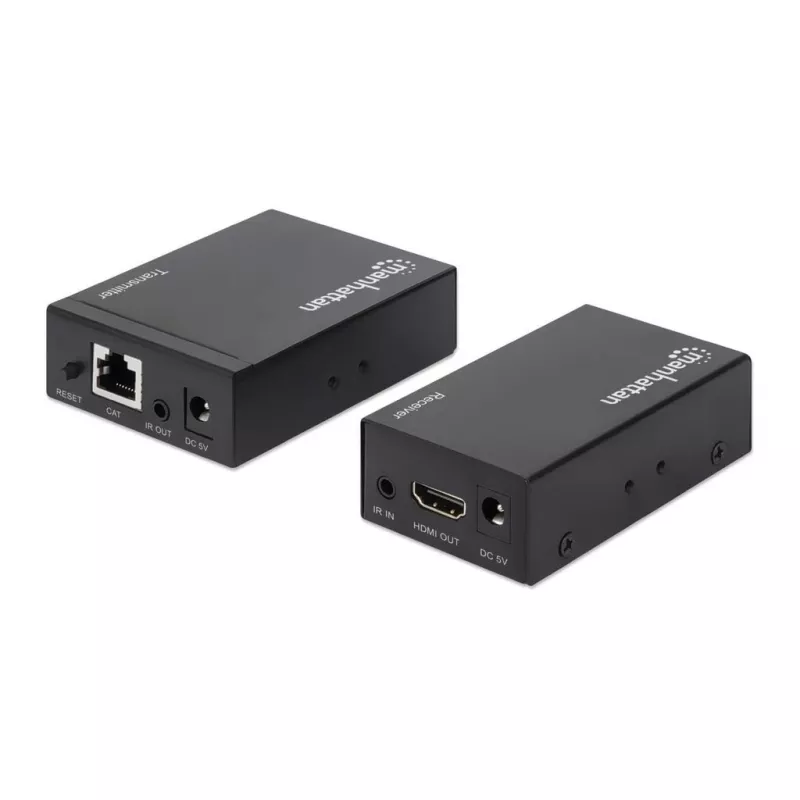 Manhattan HDMI 1080p über Ethernet Extender Kit, bis zu 50 m mit einem Cat6-Kabel, Tx- & Rx-Module, IR-Unterstützung, drei Jahre Garantie