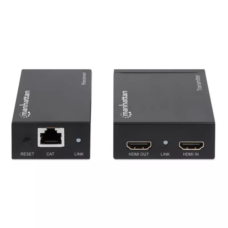 Manhattan HDMI 1080p über Ethernet Extender Kit, bis zu 50 m mit einem Cat6-Kabel, Tx- & Rx-Module, IR-Unterstützung, drei Jahre Garantie