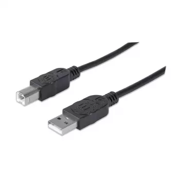 USB-A-auf-USB-B-Kabel Manhattan 333368 1,8 m Stecker auf Stecker Schwarz