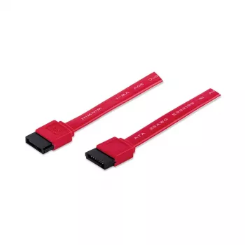 Manhattan SATA-Datenkabel, 7-Pin, 50 cm, Stecker auf Stecker, 6 Gbps, Rot, lebenslange Garantie