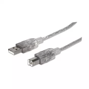 USB-A auf USB-B Kabel Manhattan 345408 5 m Stecker auf Stecker Silber