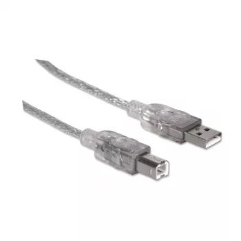 USB-A auf USB-B Kabel Manhattan 345408 5 m Stecker auf Stecker Silber