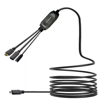 VivoLink PROUSBCHDMIUSB3-5 USB-C Hub-Kabel mit USB 3.0 und Ladefunktion, schwarz
