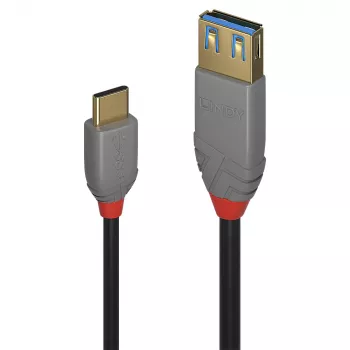 Lindy 0,15 m USB 3.2 Typ-C-auf-A-Adapterkabel, 10 Gbit/s, Anthra Line