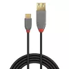Lindy 0,15m USB 2.0 Typ C auf A Adapterkabel, Anthra Line, 0,15 m, USB A, USB C, USB 2.0, 0,48 Gbit/s, Schwarz, Grau