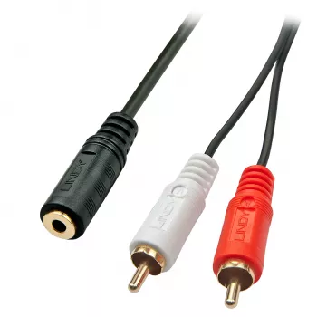 Lindy 0,25 m AV-Adapterkabel – 3,5-mm-Buchse auf 2 x Cinch-Stecker