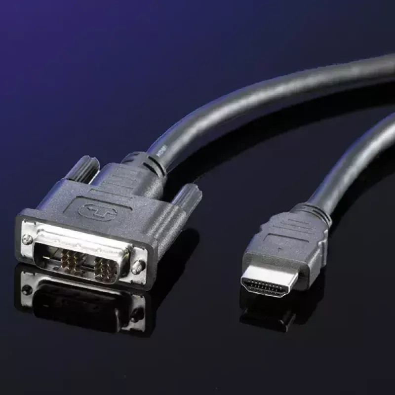 DVI-Kabel ROLINE DVI (18+1) M - HDMI M 2 m