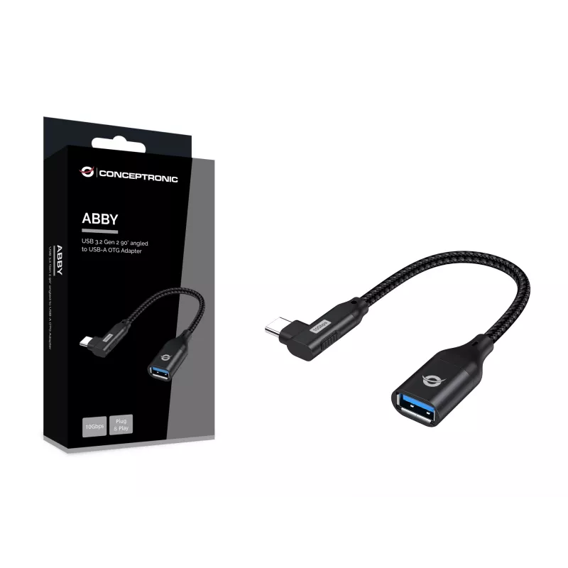 Conceptronic ABBY19B USB 3.2 Gen 2 90°-abgewinkelt auf USB-A OTG-Adapter