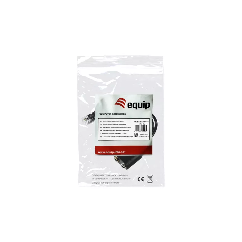 Equip RJ9 auf 3,5mm Headset Audio Adapter Schwarz 0,25m