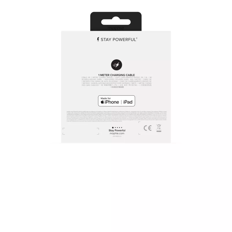 mophie Lade- und Sync-Kabel – USB-A auf Micro/USB-C/LTG – 1 m – Weiß