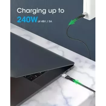Manhattan USB-C-auf-USB-C-Kabel 240W 2m Stecker auf Stecker Schwarz 480 Mbit/s
