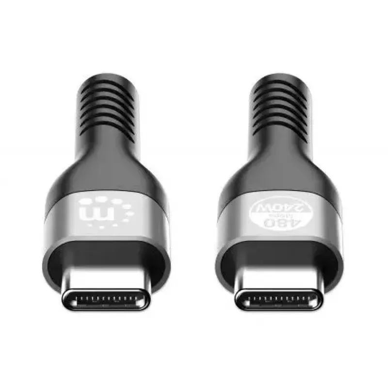 Manhattan USB-C-auf-USB-C-Kabel 240W 2m Stecker auf Stecker Schwarz 480 Mbit/s