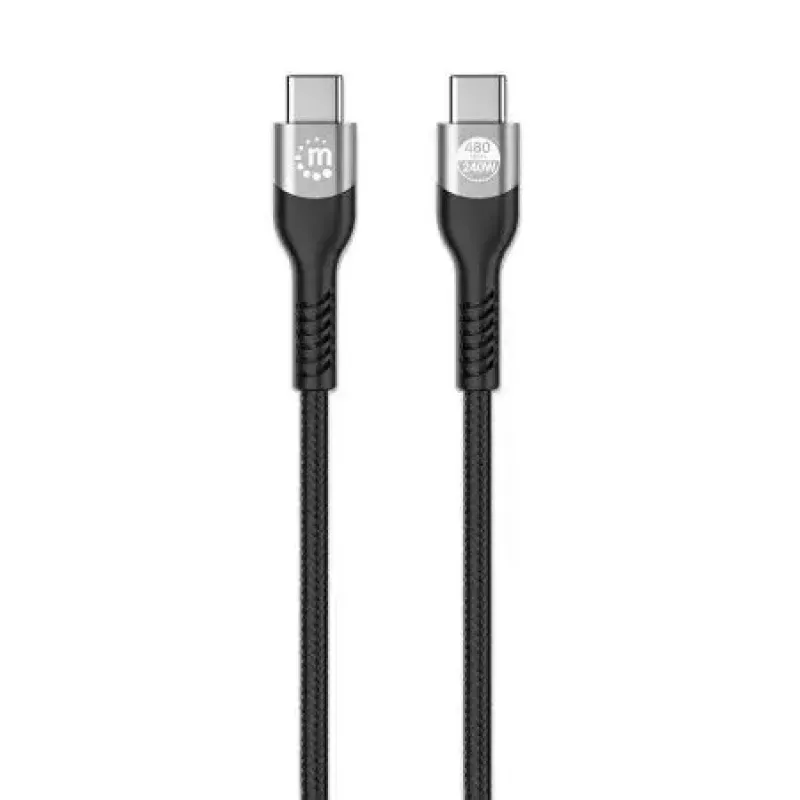 Manhattan USB-C-auf-USB-C-Kabel 240W 2m Stecker auf Stecker Schwarz 480 Mbit/s