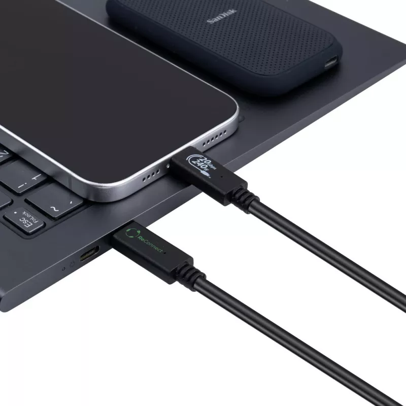 Microconnect ECO-USB3.2CC2 USB-Kabel USB 3.2 Gen 2x2 2 m USB C Schwarz