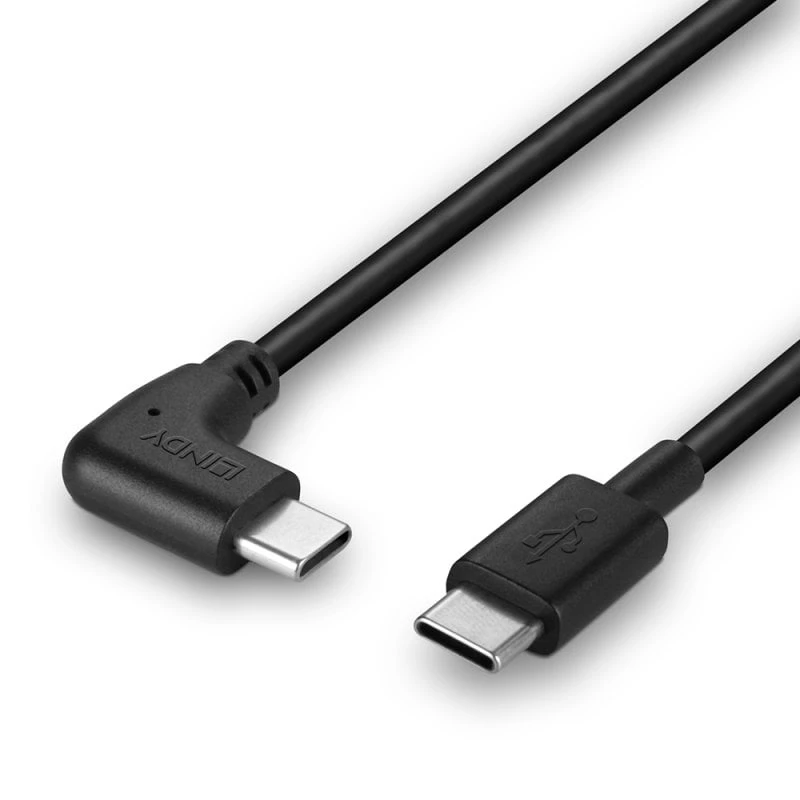 Lindy 1m USB 2.0 gerade USB-C to Right-Angled USB-C Kabel
