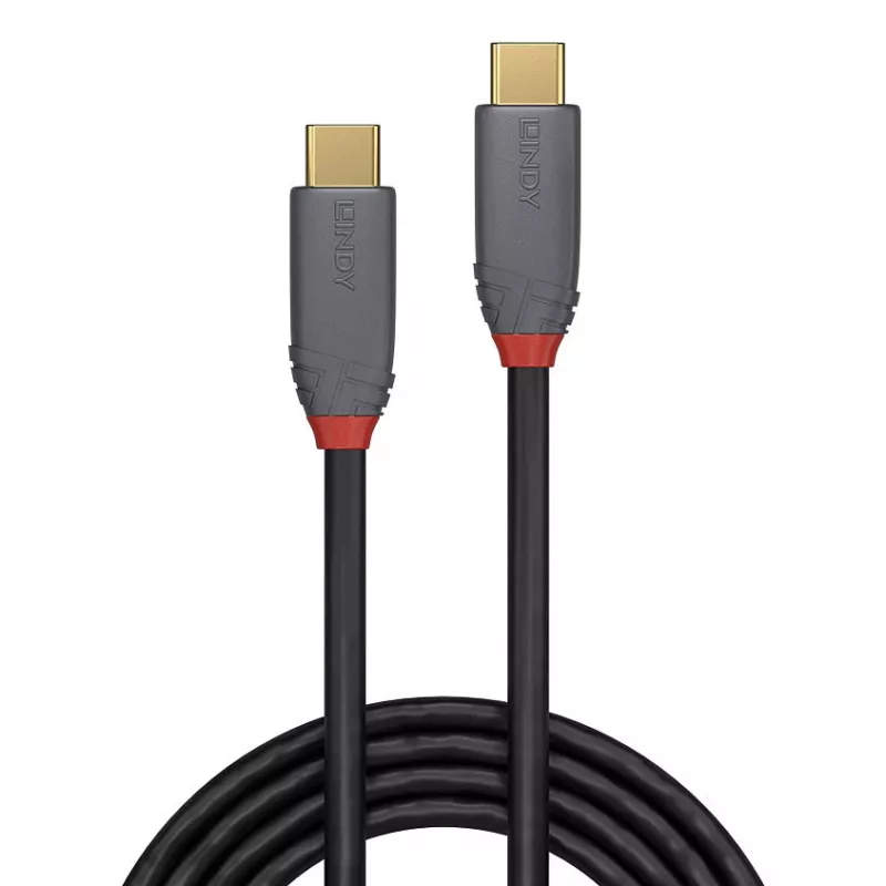 Lindy 0,5m USB 3.2 Typ C auf C Kabel, 20Gbit/s, 5A, PD, Anthra Line