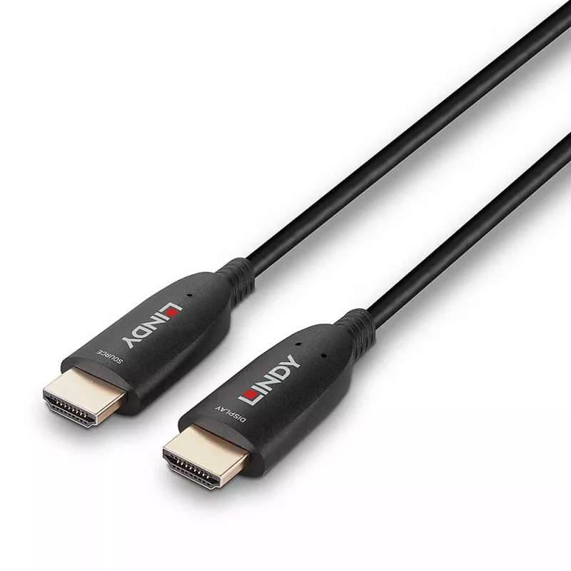 Lindy 100m Fibre Optic Hybrid HDMI 8K60 Kabel 48 Gbit/s Schwarz