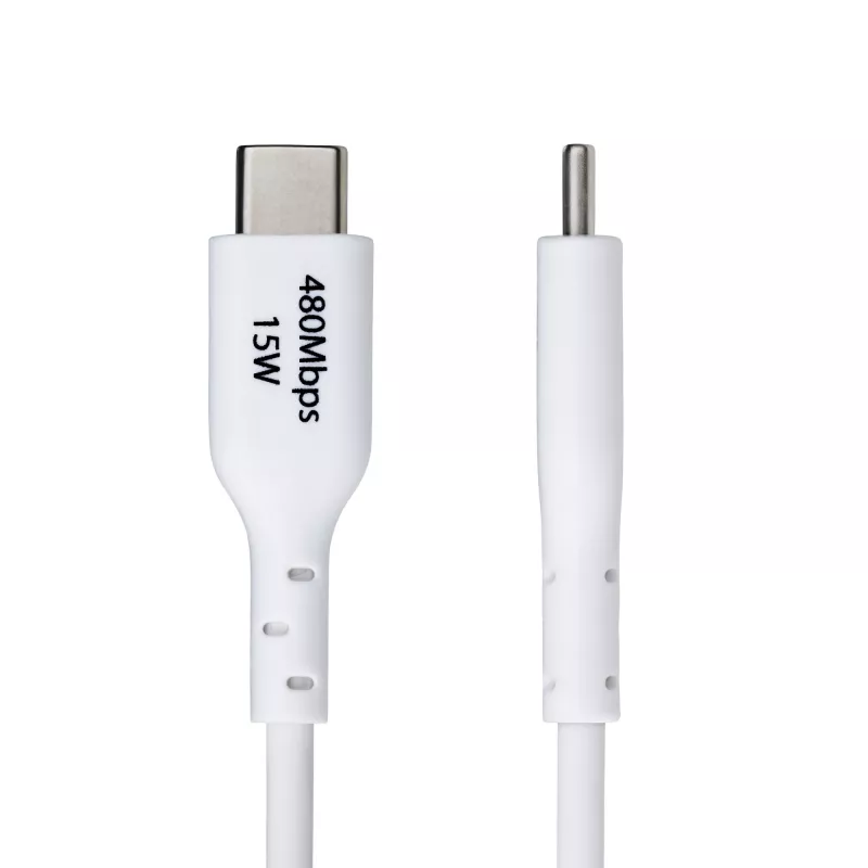 StarTech.com 1m USB-A auf USB-C Ladekabel, Laden & Synchronisieren, 3A, USB 2.0, TPE-Mantel – Weißes USB-Ladekabel