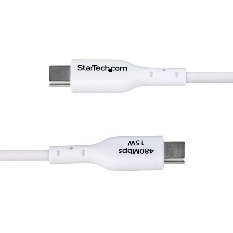 StarTech.com 1m USB-A auf USB-C Ladekabel, Laden & Synchronisieren, 3A, USB 2.0, TPE-Mantel – Weißes USB-Ladekabel