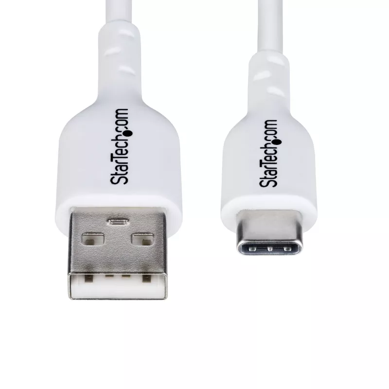 StarTech.com 1m USB-A auf USB-C Ladekabel, Laden & Synchronisieren, 3A, USB 2.0, TPE-Mantel – Weißes USB-Ladekabel
