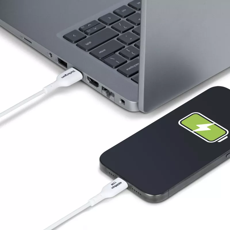 StarTech.com 1m USB-A auf USB-C Ladekabel, Laden & Synchronisieren, 3A, USB 2.0, TPE-Mantel – Weißes USB-Ladekabel