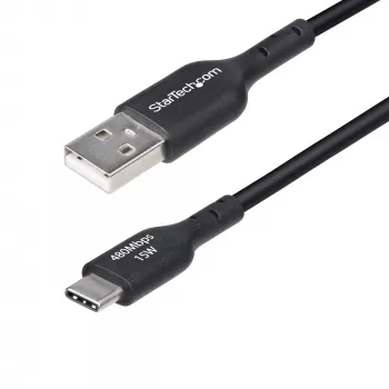 StarTech.com 3ft (1m) USB-A auf USB-C Ladekabel, Laden & Synchronisieren, 3A, USB 2.0, TPE-Mantel – Schwarzes USB-Ladekabel