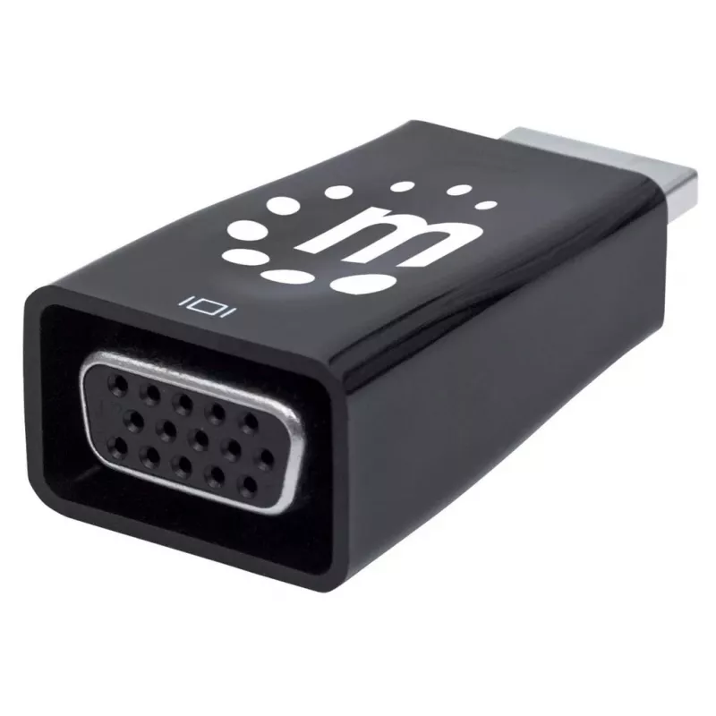Manhattan HDMI zu VGA (mit Audio) Konverter, 1080p, Stecker auf Buchse, Micro-USB Stromeingang für zusätzliche Stromversorgung bei Bedarf, Schwarz, Drei Jahre Garantie