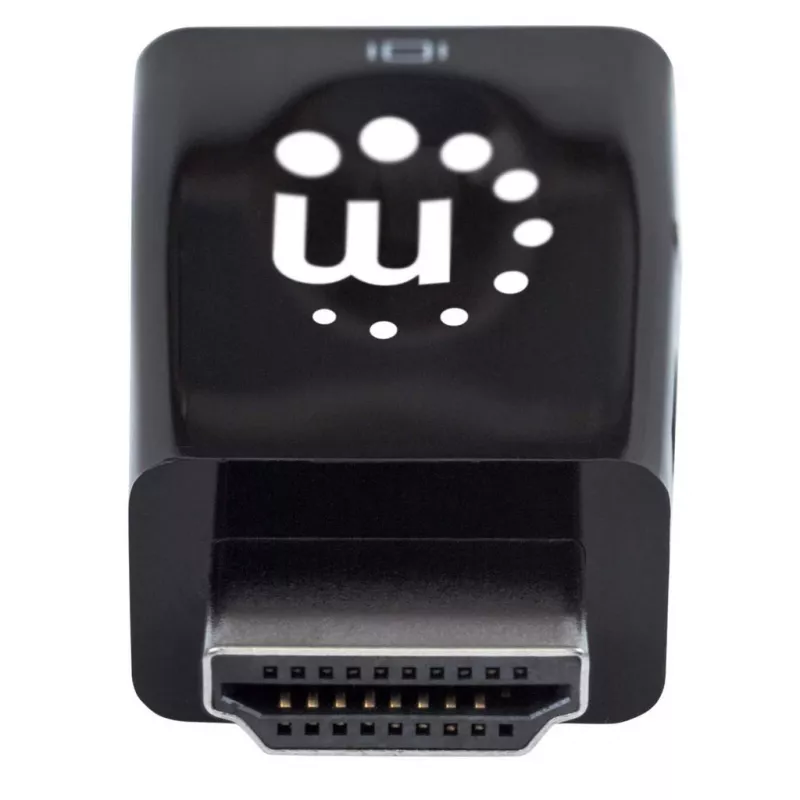 Manhattan HDMI zu VGA (mit Audio) Konverter, 1080p, Stecker auf Buchse, Micro-USB Stromeingang für zusätzliche Stromversorgung bei Bedarf, Schwarz, Drei Jahre Garantie