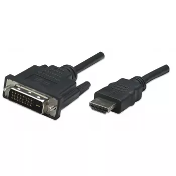 Manhattan HDMI zu DVI-D 24+1 Kabel, 1 m, Stecker auf Stecker, Schwarz, Dual Link, kompatibel mit DVD-D, lebenslange Garantie, entspricht HDDVIMM1M