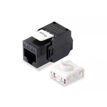 Equip Cat.6A Ungeschirmter Keystone Jack werkzeugfrei, RJ-45, LSA, Schwarz